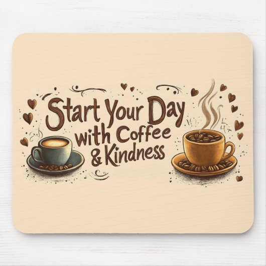 Beginnen Sie Ihren Tag mit Kaffee & Freundlichkeit Mousepad (Vorne)