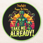 Beginnen Sie mich bereits mit einem lebhaften kosm Runder Pappuntersetzer (Vorderseite)