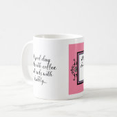 Beginnen Sie mit Kaffee, Ende mit Bubbly... Kaffeetasse (Vorderseite Links)