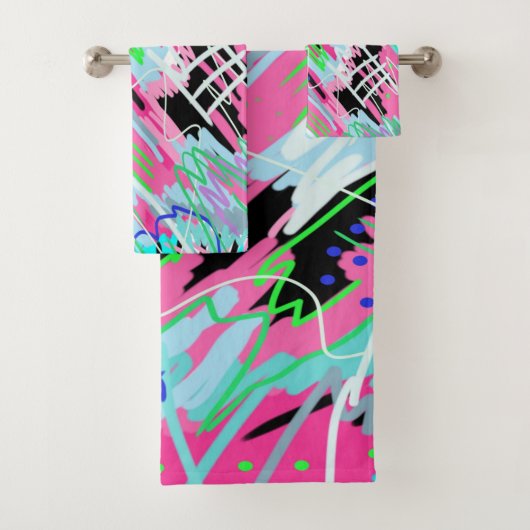 Beginnend mit Abstrakter Druckausgabe blühen Badhandtuch Set (Insitu)