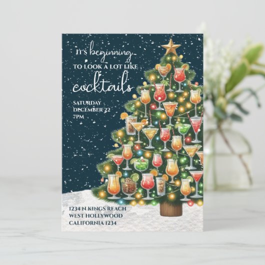 Beginnend zu sehen, viel wie Cocktails Weihnachten Einladung (Stehend Vorderseite)