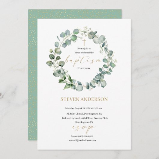 Begleiten Sie uns bei einer Taufveranstaltung Einladung (Vorne/Hinten)