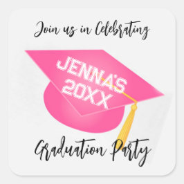 Begleiten Sie uns beim Feiern des Umschlag Aufkleb Quadratischer Aufkleber