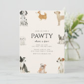 Begleiten Sie uns für ein Pawty Dog Thema Geburtst Einladung (Stehend Vorderseite)