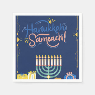 Begleiten Sie uns für eine fröhliche Hanukkah-Feie Serviette