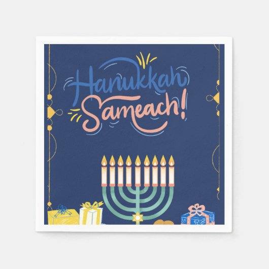 Begleiten Sie uns für eine fröhliche Hanukkah-Feie Serviette (Vorderseite)