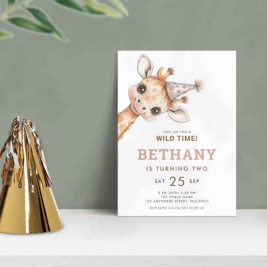 Begleiten Sie uns für Wild Time Giraffe 2. Geburts Einladung