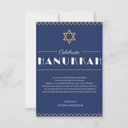 Begleiten Sie uns zu einer fröhlichen Hanukkah-Fei Dankeskarte (Vorderseite)