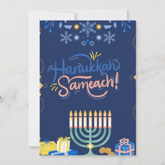Begleiten Sie uns zu einer fröhlichen Hanukkah-Fei Einladung (Rückseite)