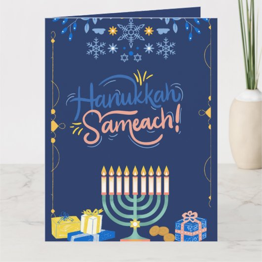 Begleiten Sie uns zu einer fröhlichen Hanukkah-Fei Karte (Vorderseite)