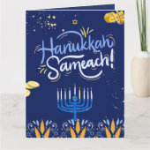 Begleiten Sie uns zu einer fröhlichen Hanukkah-Fei Karte (Vorderseite)