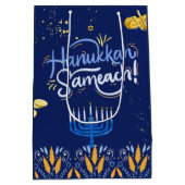 Begleiten Sie uns zu einer fröhlichen Hanukkah-Fei Mittlere Geschenktüte (Rückseite)