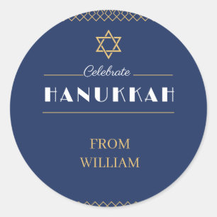 Begleiten Sie uns zu einer fröhlichen Hanukkah-Fei Runder Aufkleber
