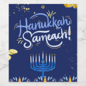 Begleiten Sie uns zu einer fröhlichen Hanukkah-Fei Weinetikett (Einzelnes Label)