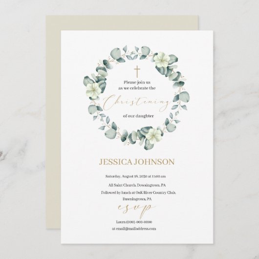 Begleiten Sie uns zu einer Taufeinladung Einladung (Vorne/Hinten)