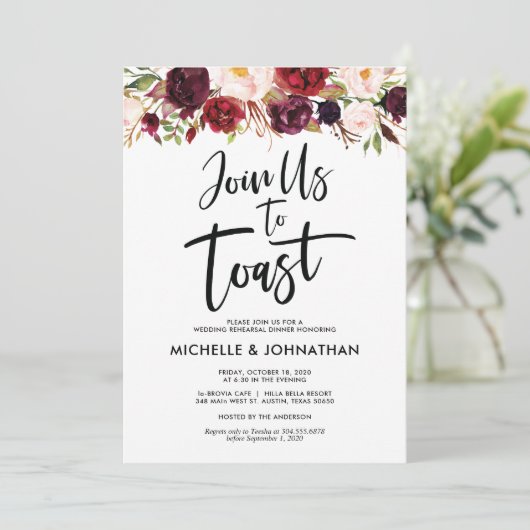 Begleiten Sie uns zum Toast, Einladungen zum Abend (Stehend Vorderseite)