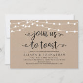 Begleiten Sie uns zum Toast, rustikales Hochzeitse Einladung (Vorderseite)