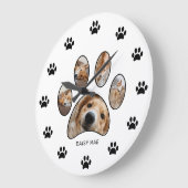 Begleiter liebt Niedliche Paw Print Name Collage Große Wanduhr (Winkel)