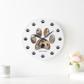Begleiter liebt Niedliche Paw Print Name Collage Große Wanduhr (Zuhause)