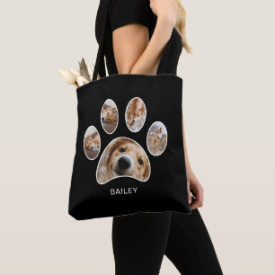 Begleiter liebt Personalisierte Paw Print Collage Tasche