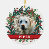 Begleiter Personalisiertes Foto Weihnachtskranz Ke Keramik Ornament (Vorne)