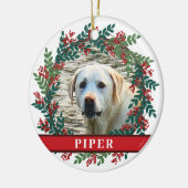 Begleiter Personalisiertes Foto Weihnachtskranz Ke Keramik Ornament (Links)