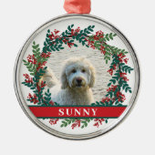 Begleiter Personalisiertes Foto Weihnachtskranz Ornament Aus Metall (Vorne)