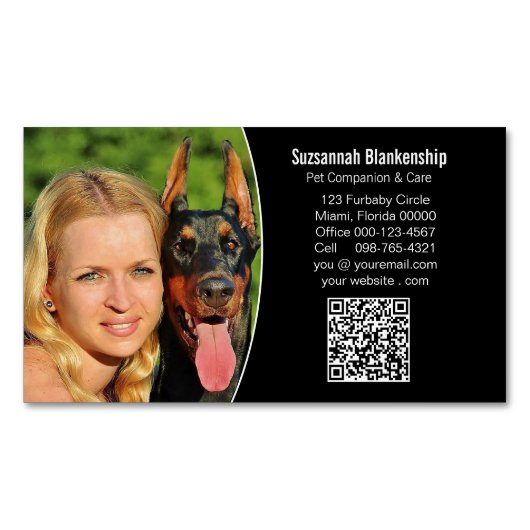Begleiter Schwarz-weißes QR-Code-Foto Magnetische Visitenkarte (Vorderseite)