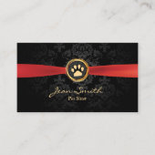 Begleiter sitzend Eleganter Red Ribbon Gold Paw Da Visitenkarte (Vorderseite)