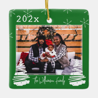 Begleiter zweiseitige Weihnachtsbaum Familie Foto Keramikornament