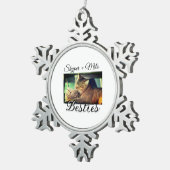 Begleithelfer tragen den Namen Foto Tier Liebe hin Schneeflocken Zinn-Ornament (Rechts)