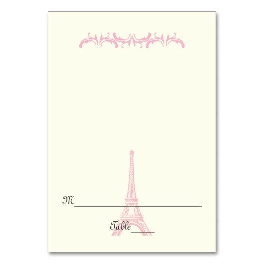 Begleitkarte für die Paris Eiffel Tower Hochzeit i Tischnummer (Vorderseite)