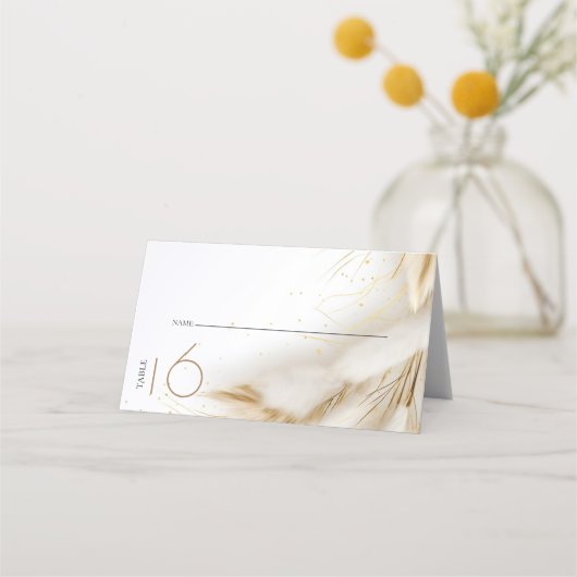 Begleitung | Elegante Bohemische Goldpampas Platzkarte (Vorderseite)