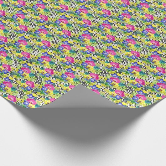 Begonia-Orchidee und Palme-Blätter Geschenkpapier (Ecke)