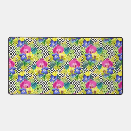 Begonia-Orchidee und Palme-Blätter Schreibtischunterlage (Vorderseite)