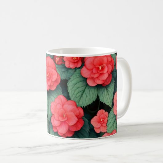 Begonia rosa Blume Kaffeetasse (VorderseiteRechts)