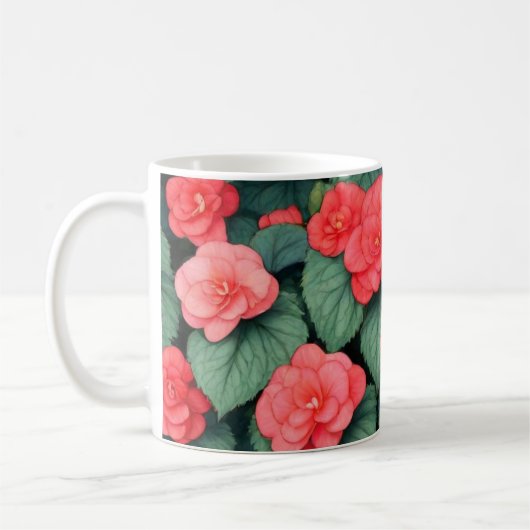 Begonia rosa Blume Kaffeetasse (Links)