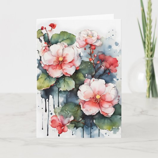 Begonie - Aquarellblumen Karte (Vorderseite)