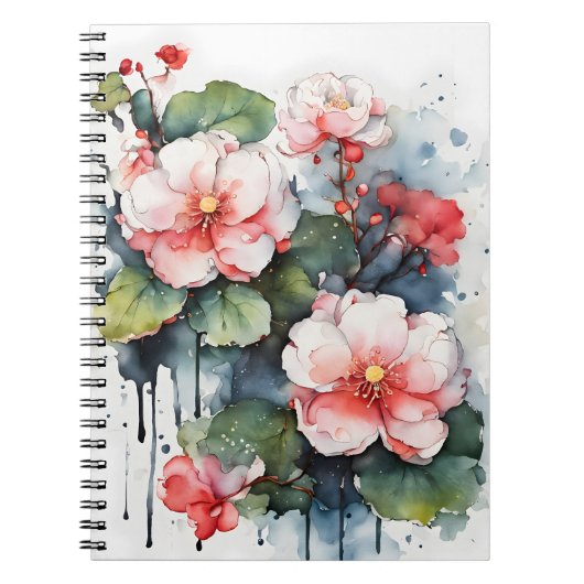Begonie - Aquarellblumen Notizblock (Vorderseite)
