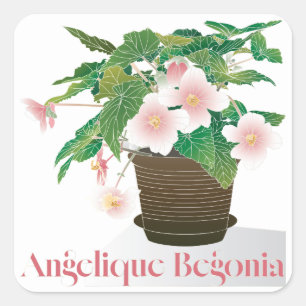 Begonien-Aufkleber Quadratischer Aufkleber
