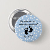 Begonnen mit einer Kuss-Wunsch-Blau-Gewohnheit Button (Vorne & Hinten)