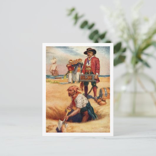 Begrabene Schatzkammer Vintag Pirate Postkarte (Stehend Vorderseite)