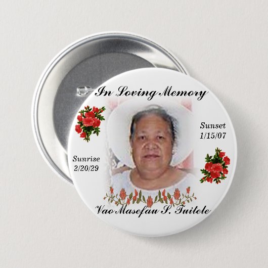 Begräbnis- Button Tante Vaos (Vorne & Hinten)