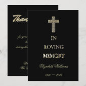 Begräbnis danken Ihnen elegantes Schwarzes und Dankeskarte (Vorne/Hinten)