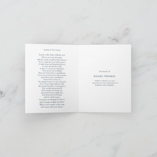 Begräbnis danken Ihnen kardiert | Schatten der Dankeskarte (Innenseite)