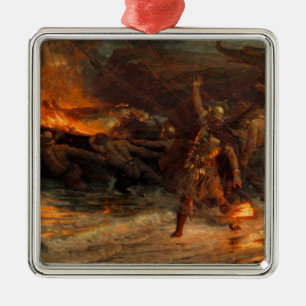 Begräbnis eines Wikingers (von Frank Dicksee) Ornament Aus Metall