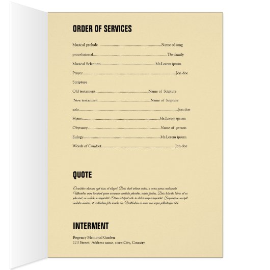 Begräbnis- Erinnerungsbroschüre (Innen (Rechts))