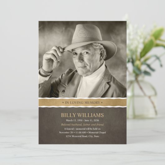 Begräbnis- ErinnerungsFoto-Feier des Einladung (Stehend Vorderseite)