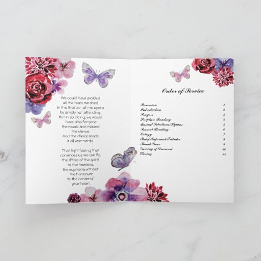 Begräbnis/Feier des Lebens/des Programm (Innenseite)