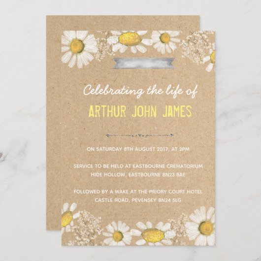 Begräbnis- Party Einladung (Vorne/Hinten)